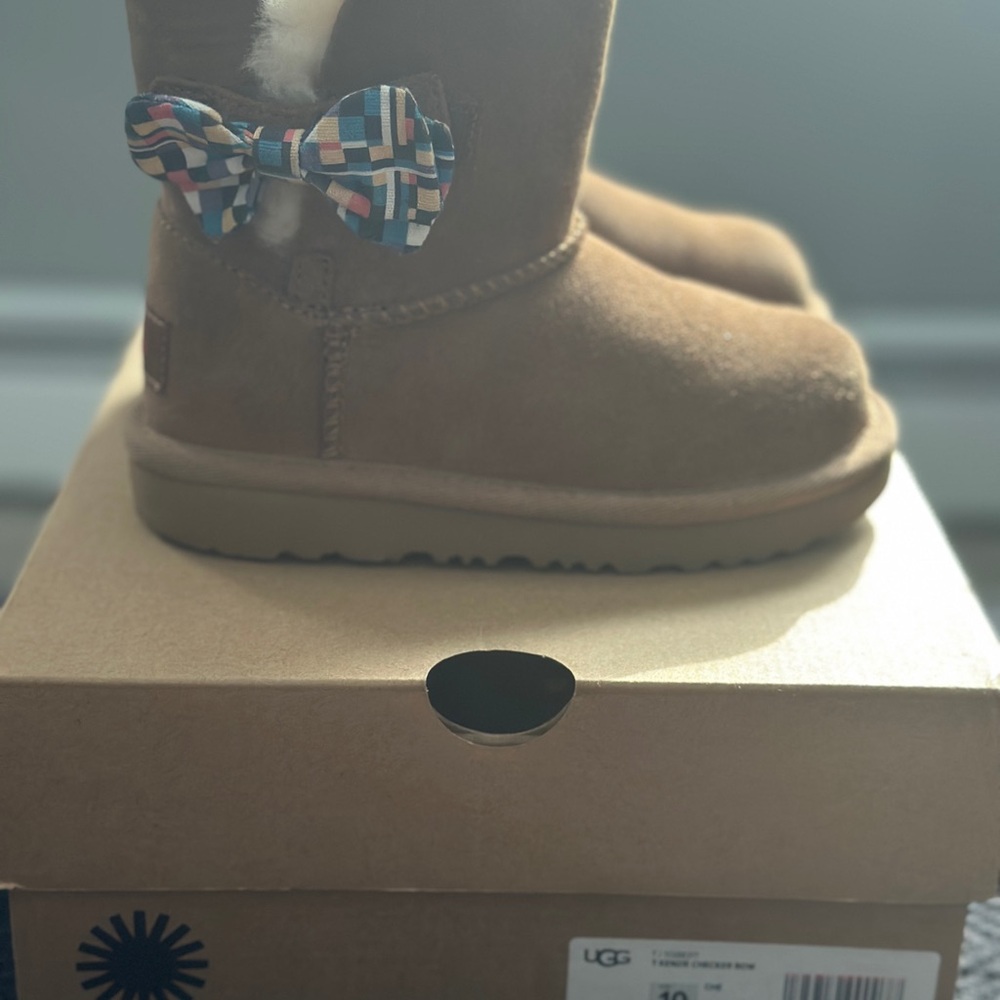 UGG Brown Boots with Colorful Bow